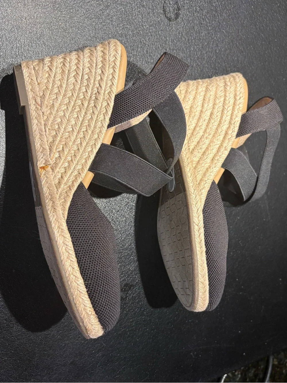 Stelle Black Crisscross Wedge Espadrilles by Me Too Size 8 NWOT!!